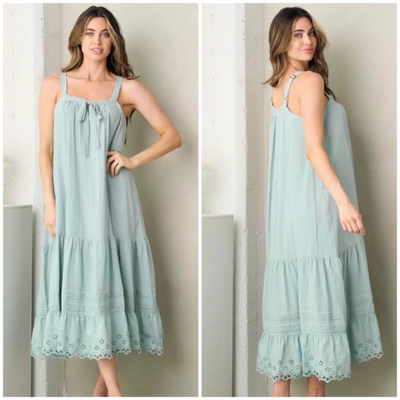 Mint blue boho dress - Picture 1 of 8